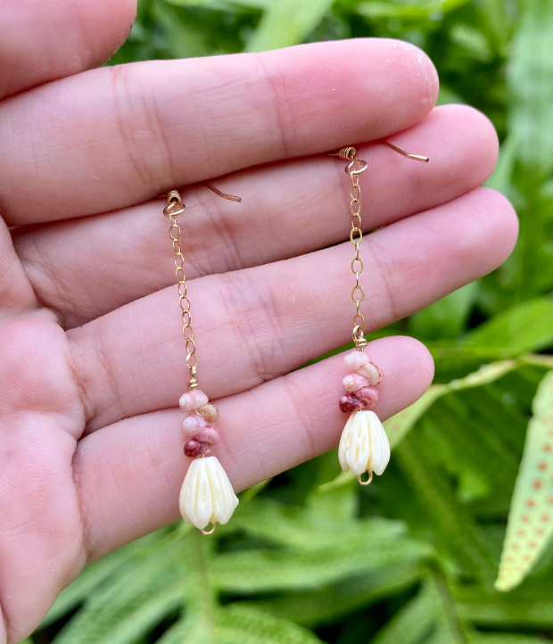 Ombré Niihau Kahelelani and Pikake Earrings