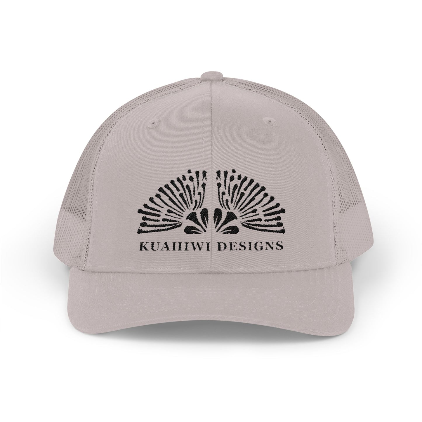 Lehua Trucker Hat - Black Stitching on Silver