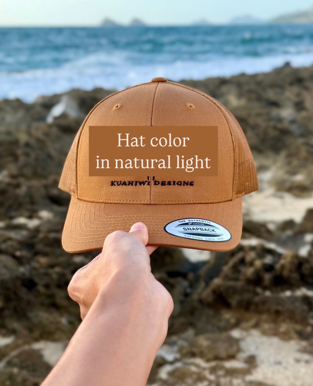 Kalo Trucker Hat - Black Stitching on Caramel