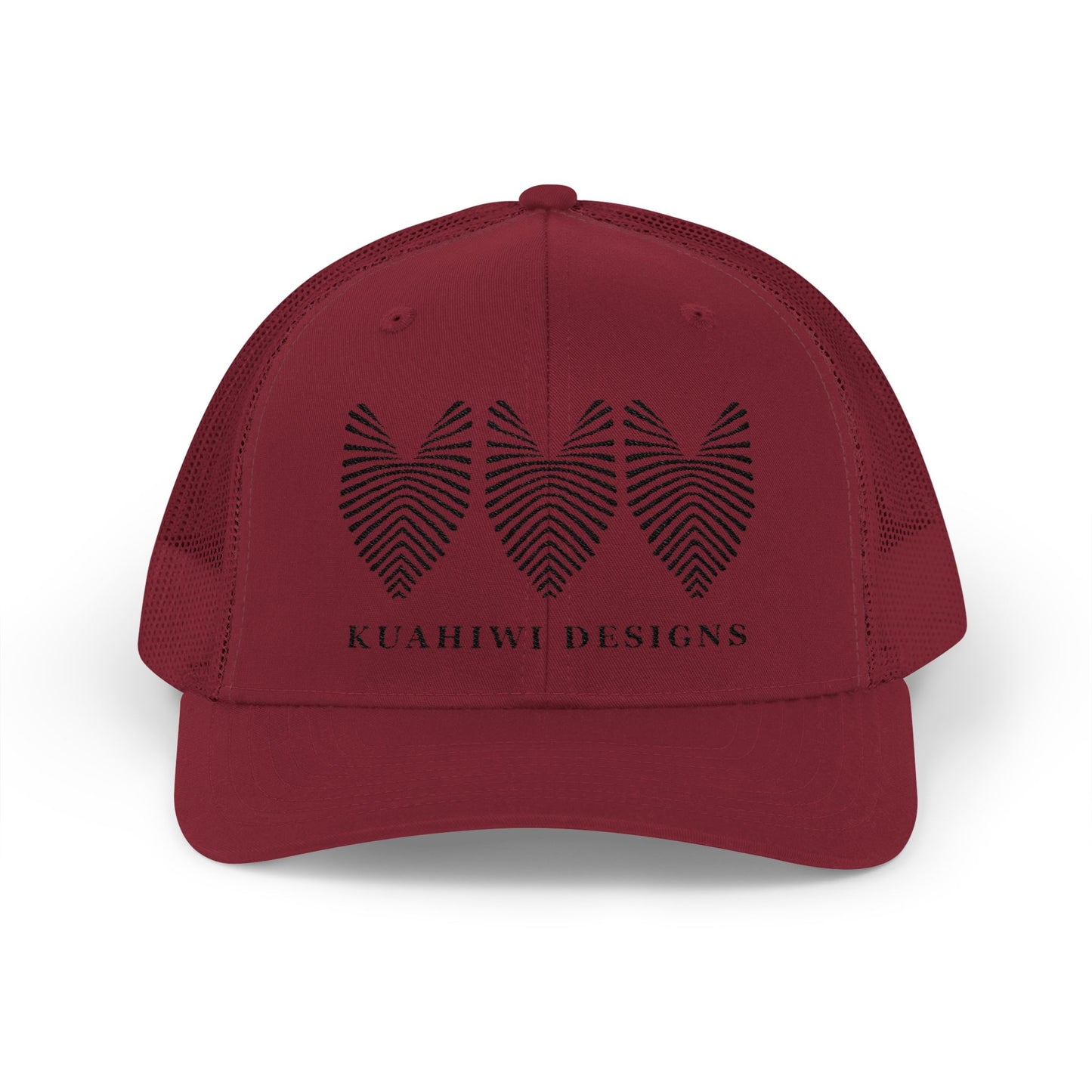 Kalo Trucker Hat - Black Stitching on Cranberry