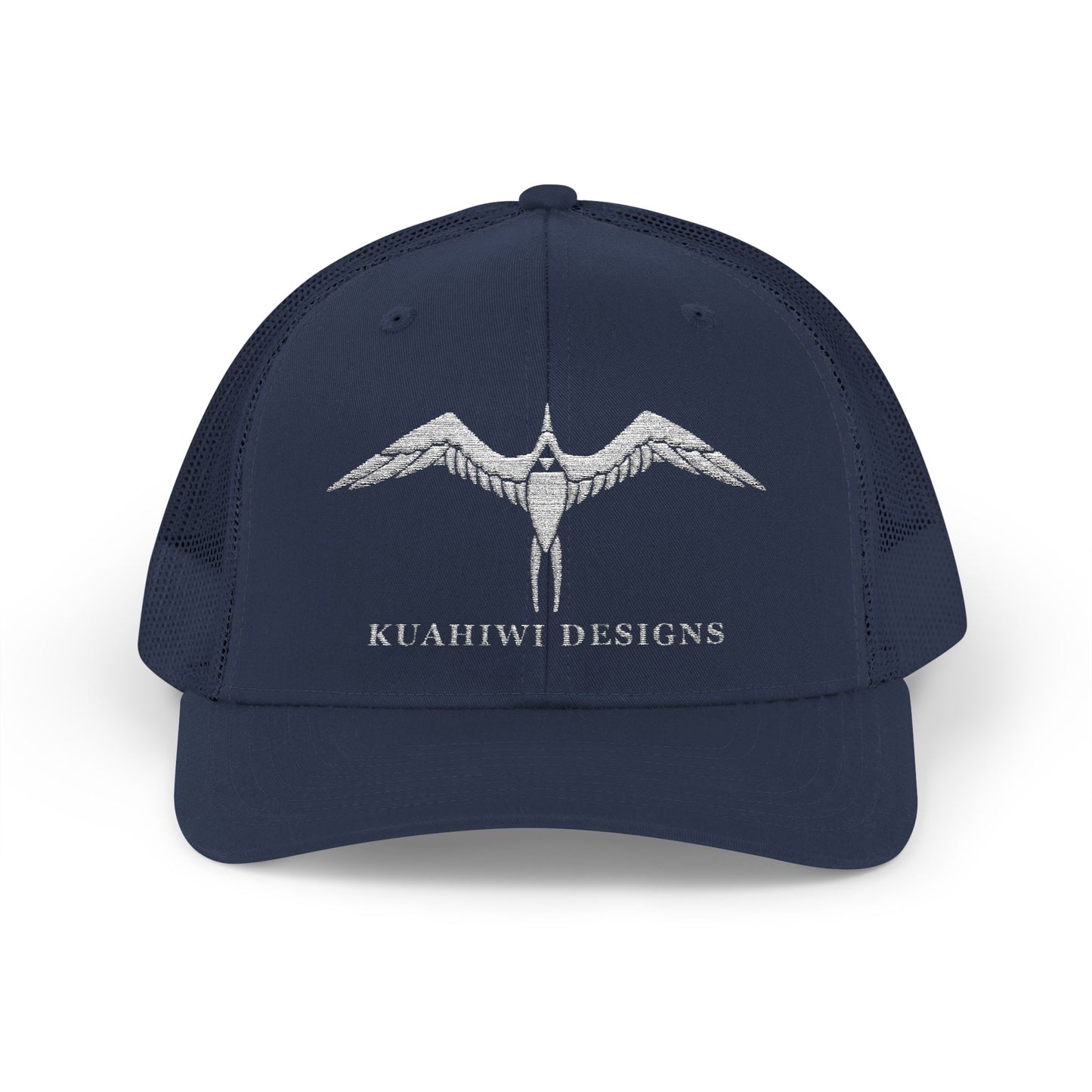 'Iwa Trucker Hat - White Stitching on Navy