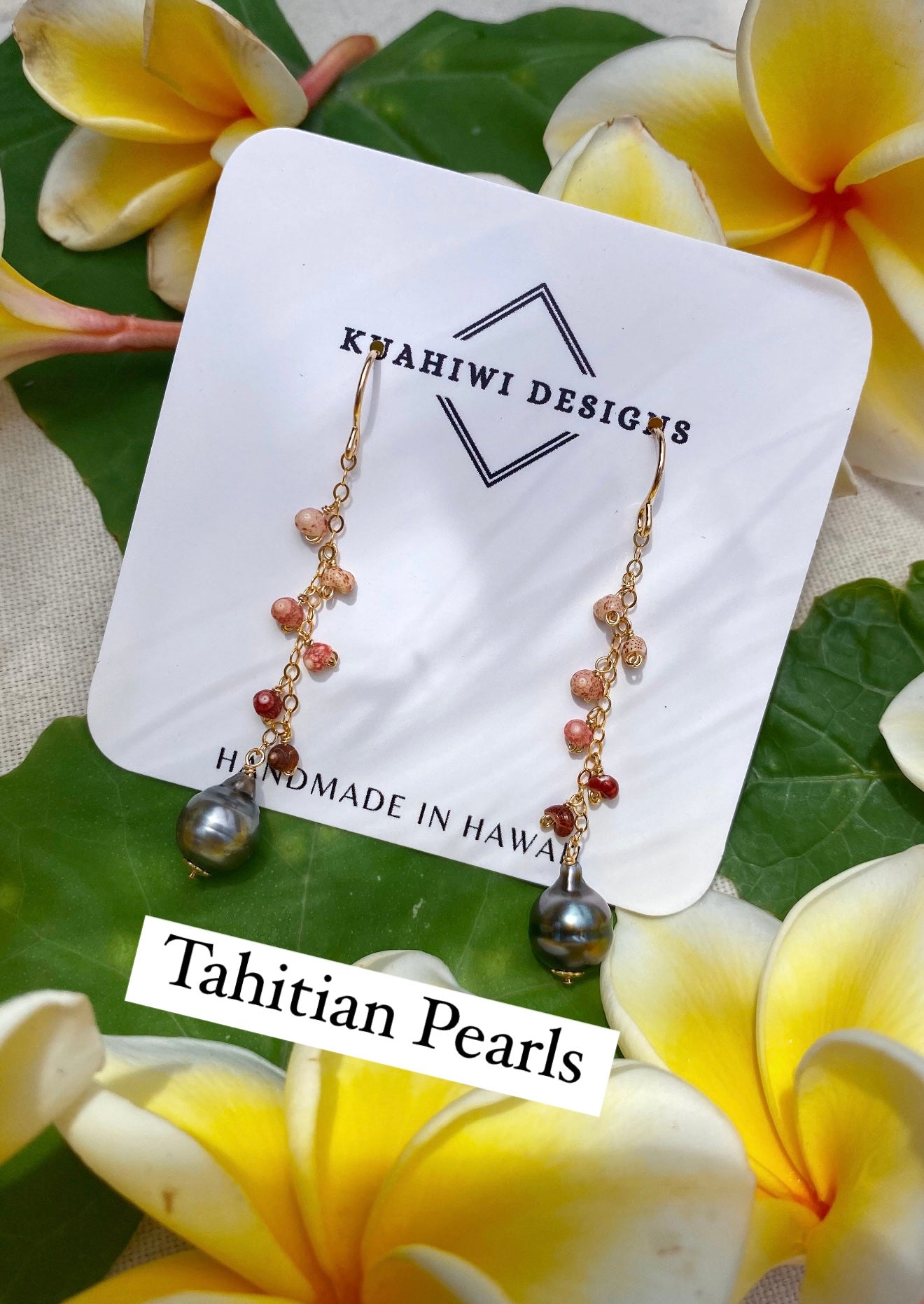Ombré Niihau Kahelelani and Pearl Droplet Earrings