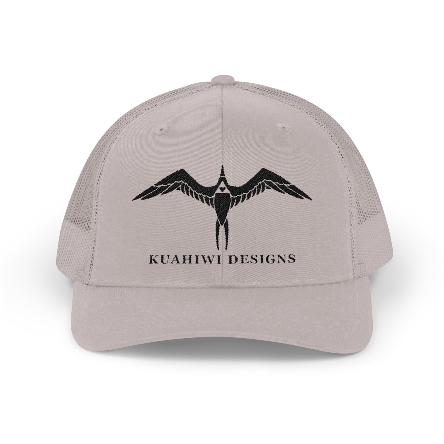 'Iwa Trucker Hat - Black Stitching on Silver
