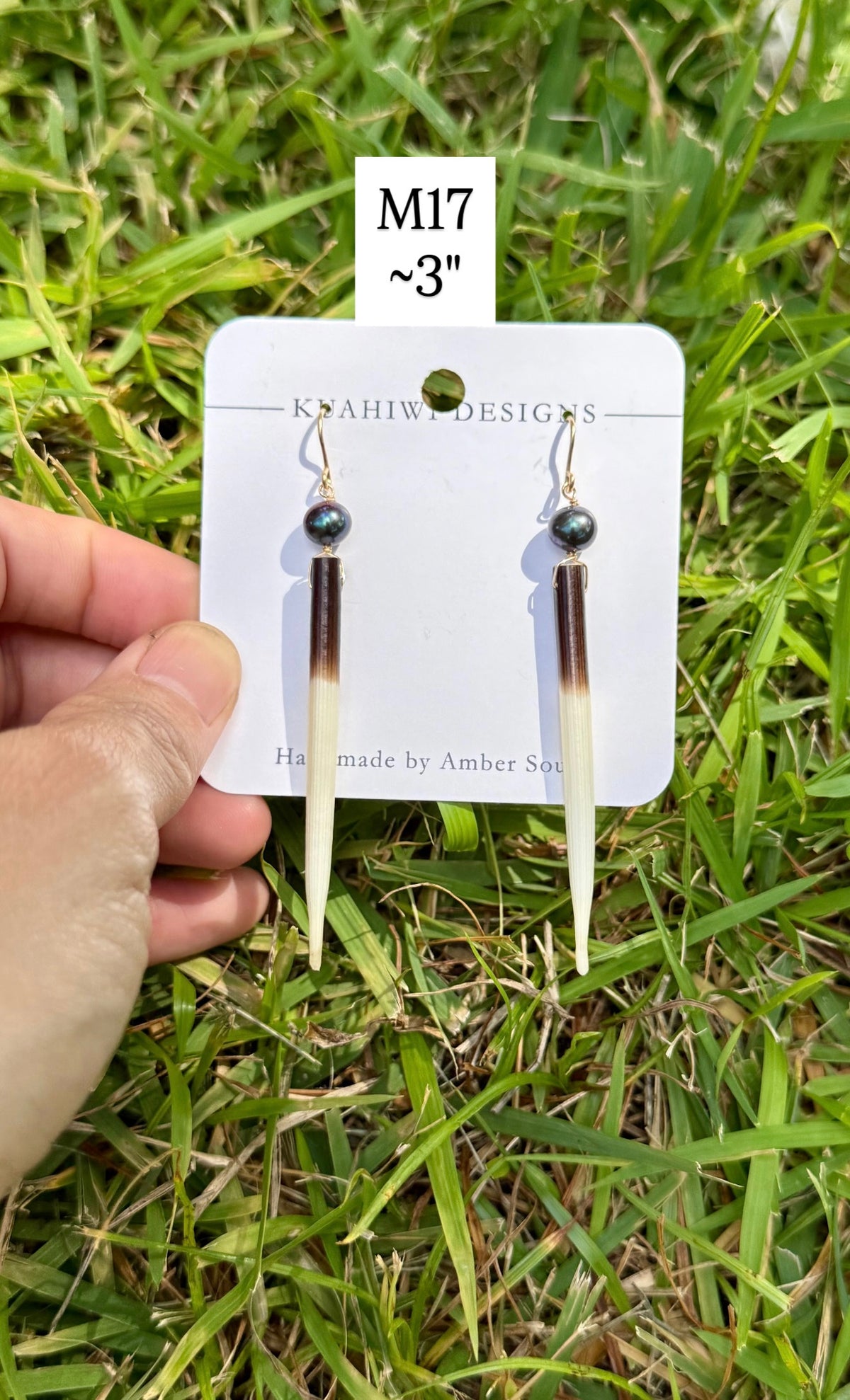 Porcupine Quill and Pearl Earrings