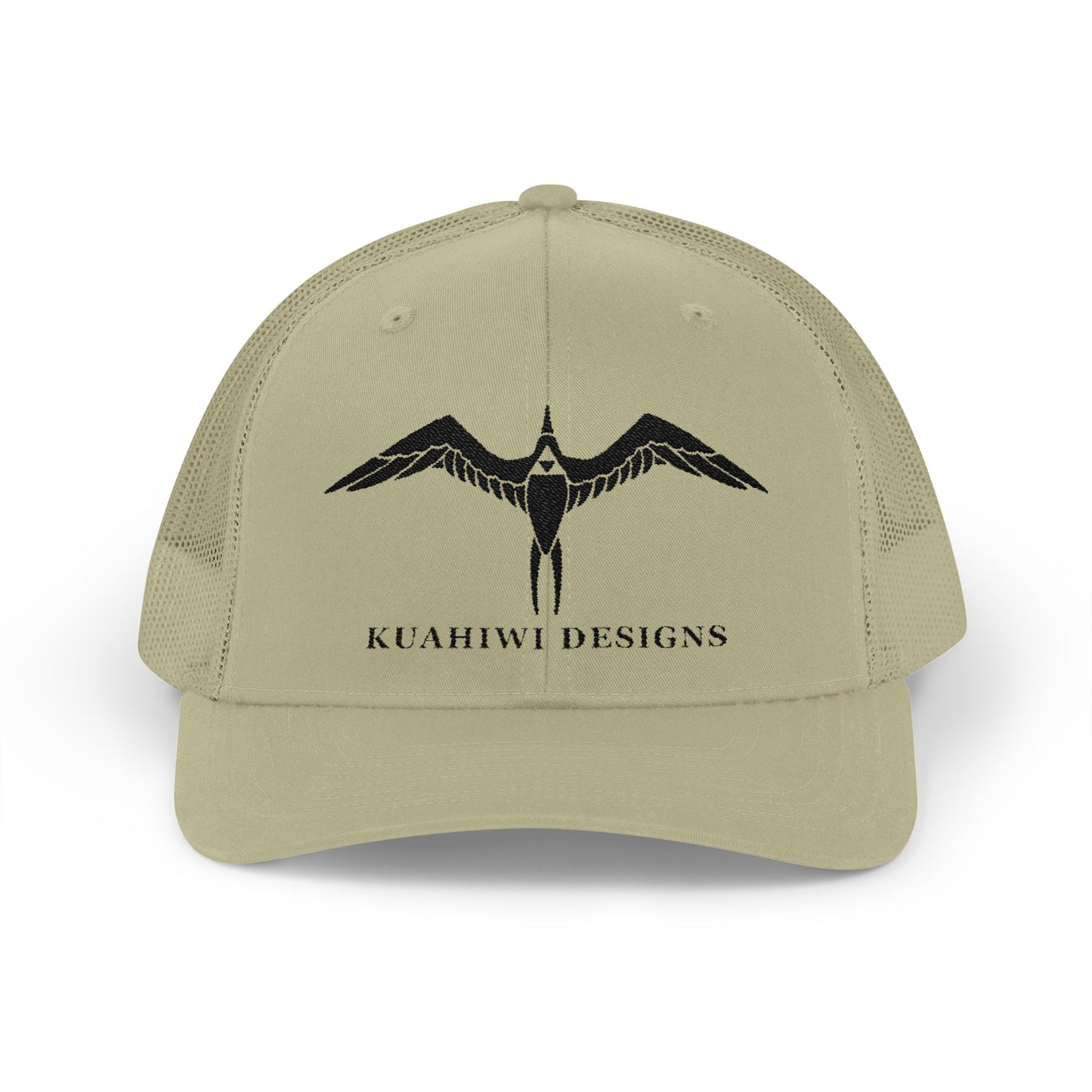 'Iwa Trucker Hat - Black Stitching on Khaki