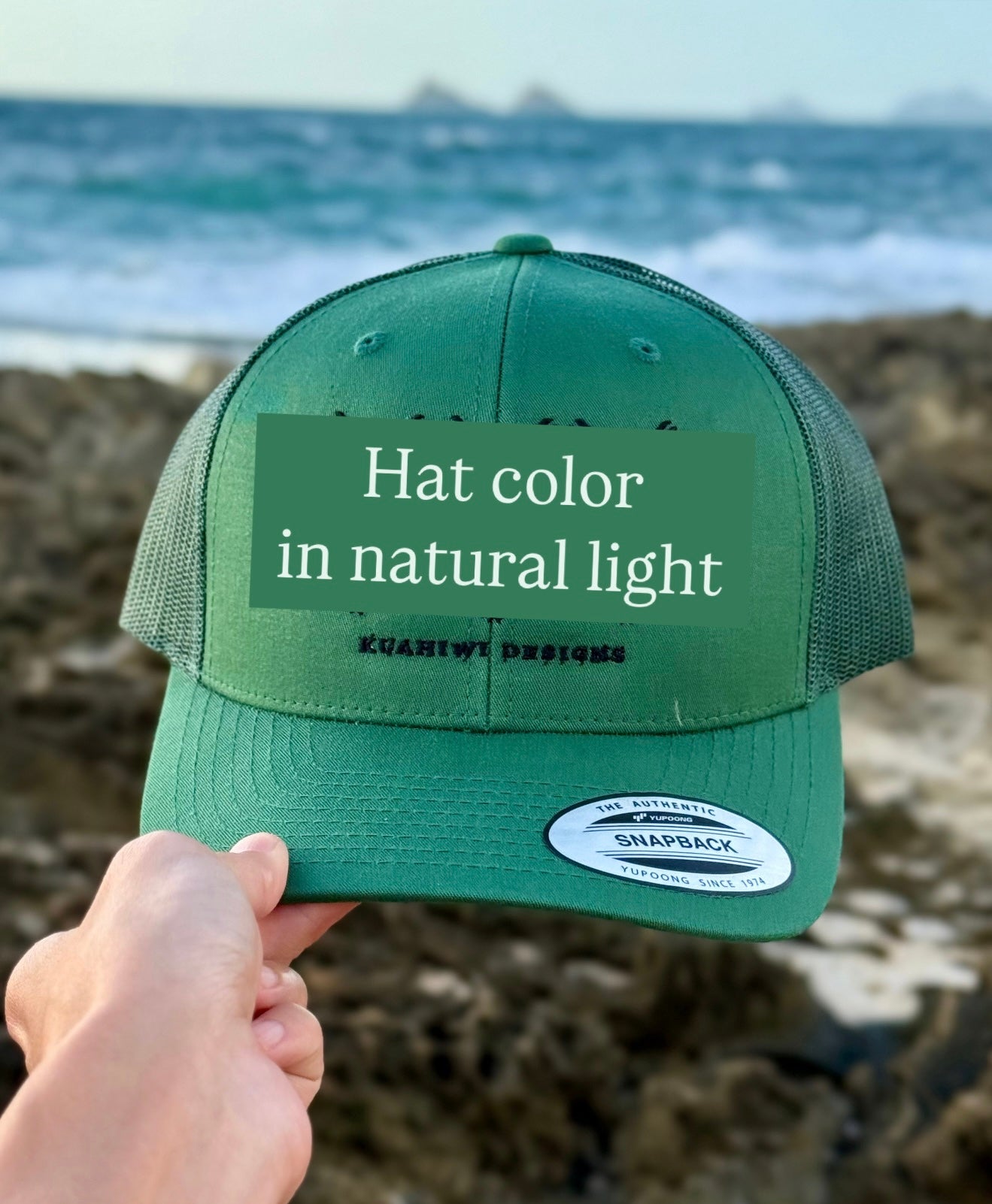 'Iwa Trucker Hat - Black Stitching on Evergreen