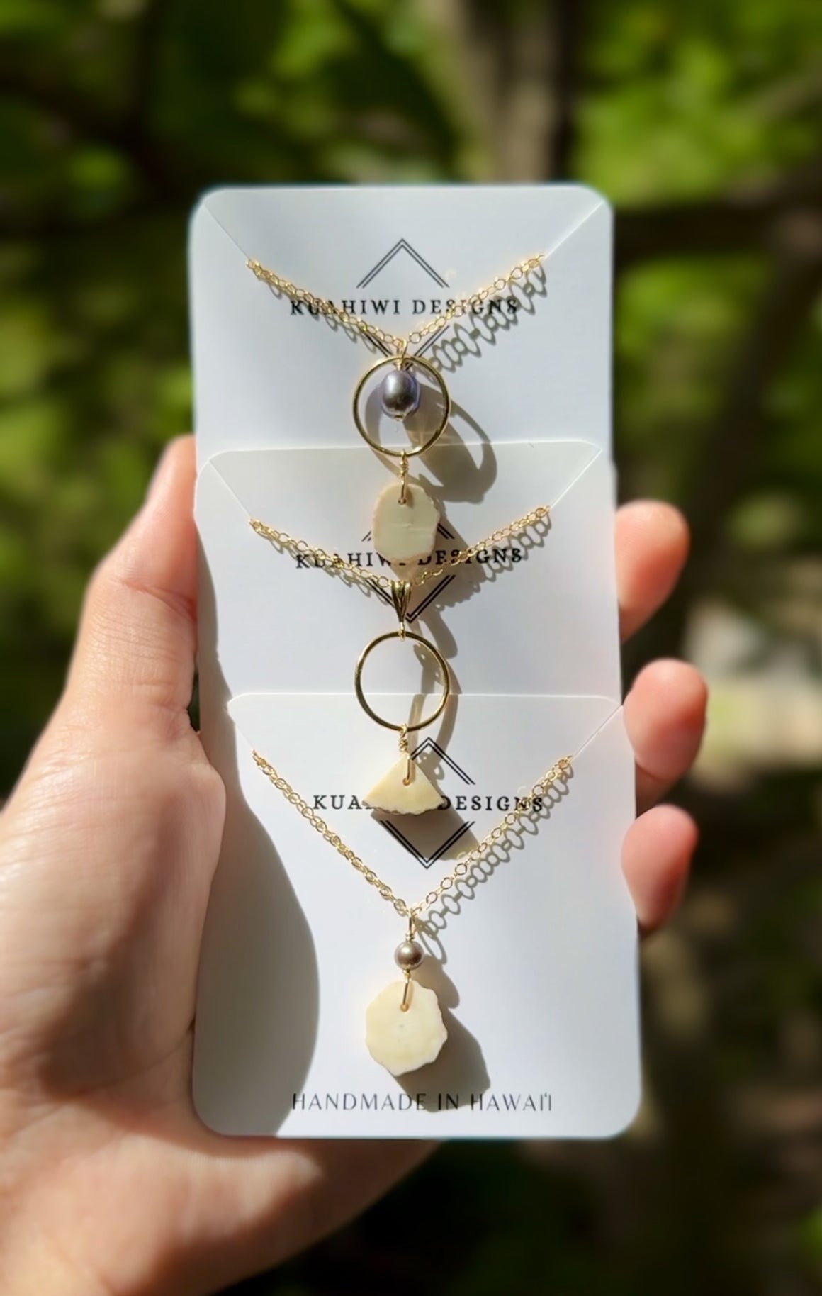 Circle-cut Antler and Pearl Necklace