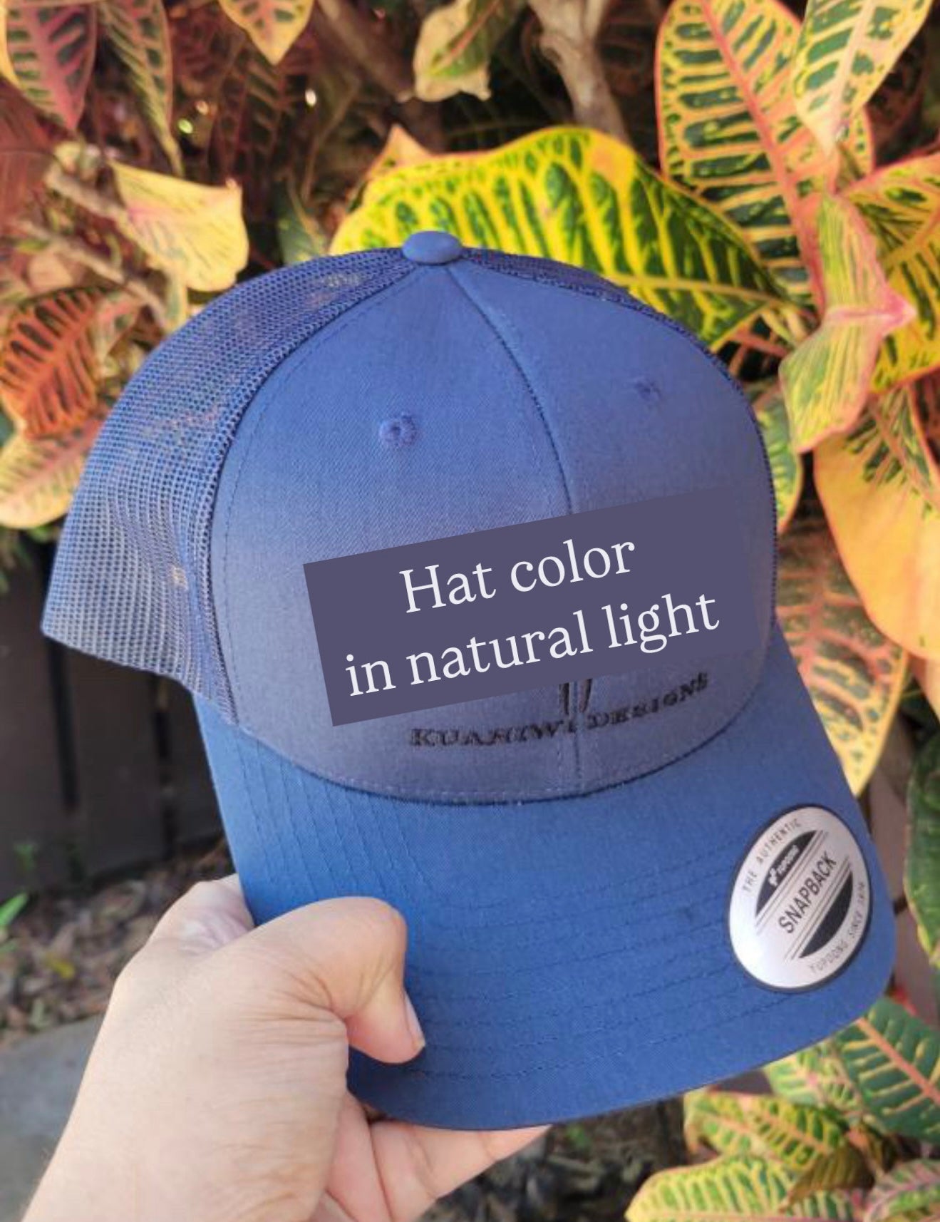 'Iwa Trucker Hat - White Stitching on Navy