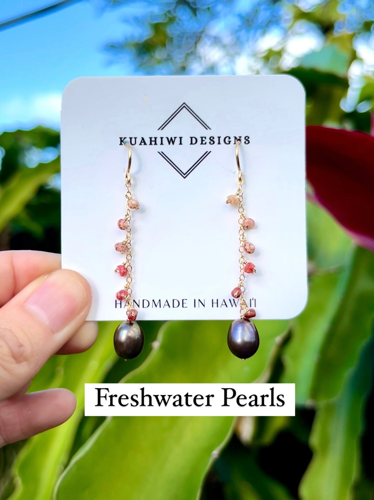 Ombré Niihau Kahelelani and Pearl Droplet Earrings