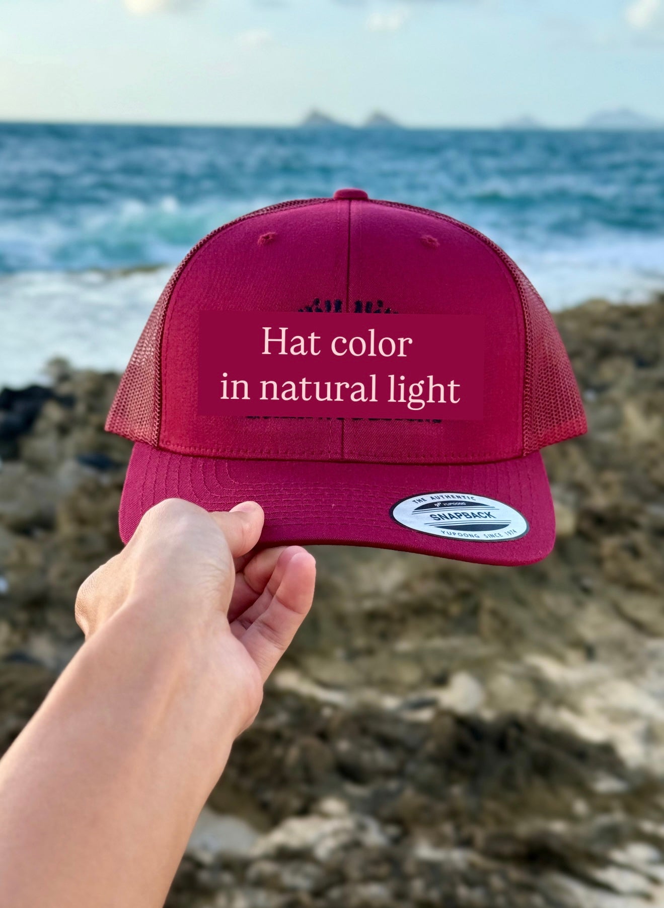 Kalo Trucker Hat - Black Stitching on Cranberry