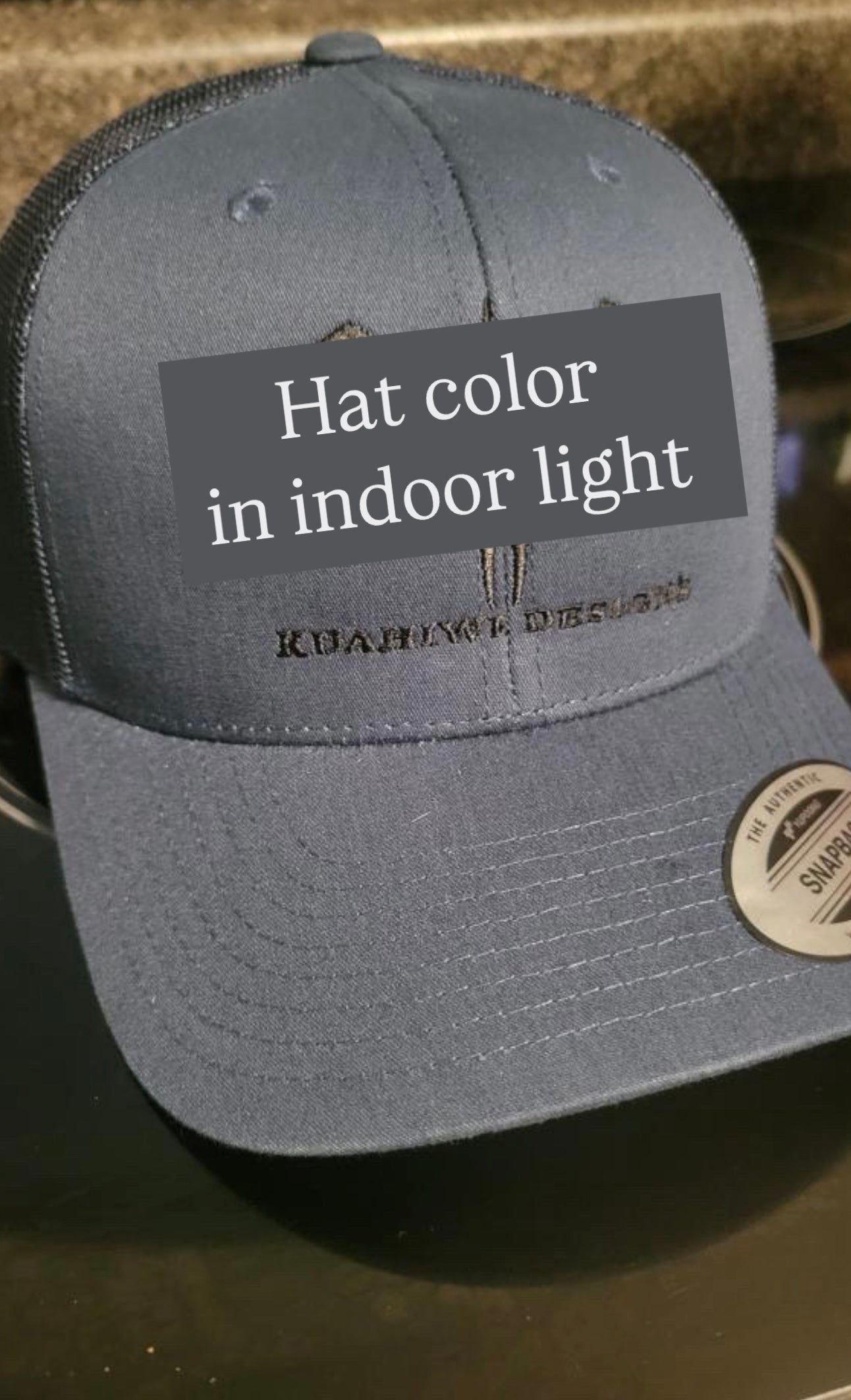 'Iwa Trucker Hat - White Stitching on Navy