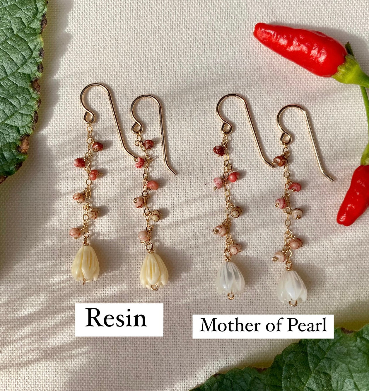 Ombré Niihau Kahelelani and Pikake Droplet Earrings