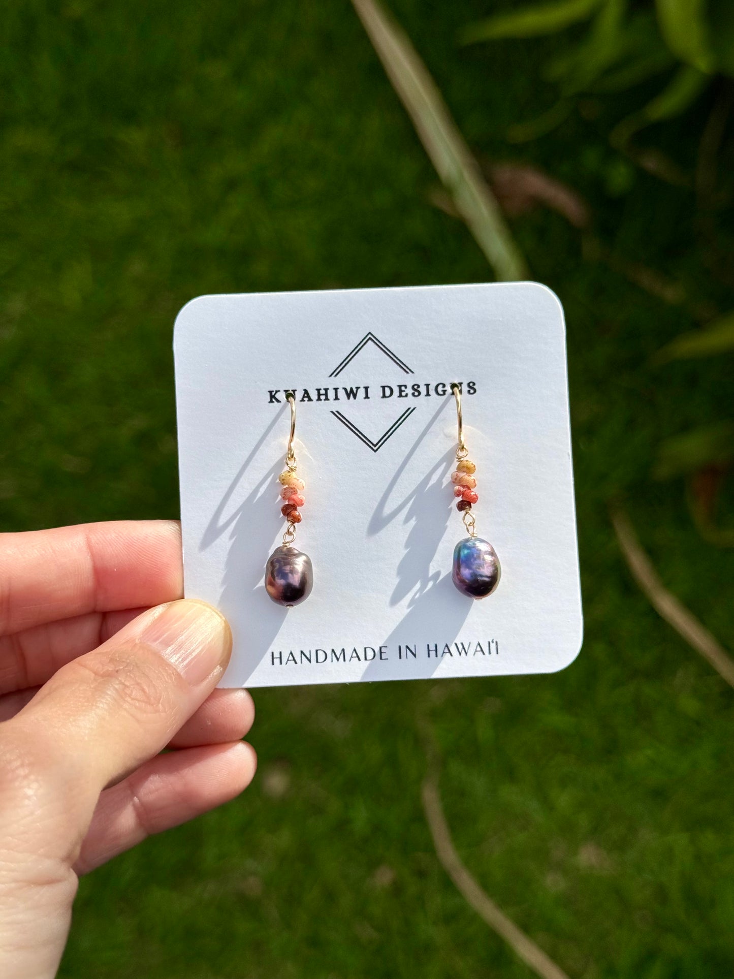 Ombré Niihau Kahelelani and Pearl Earrings
