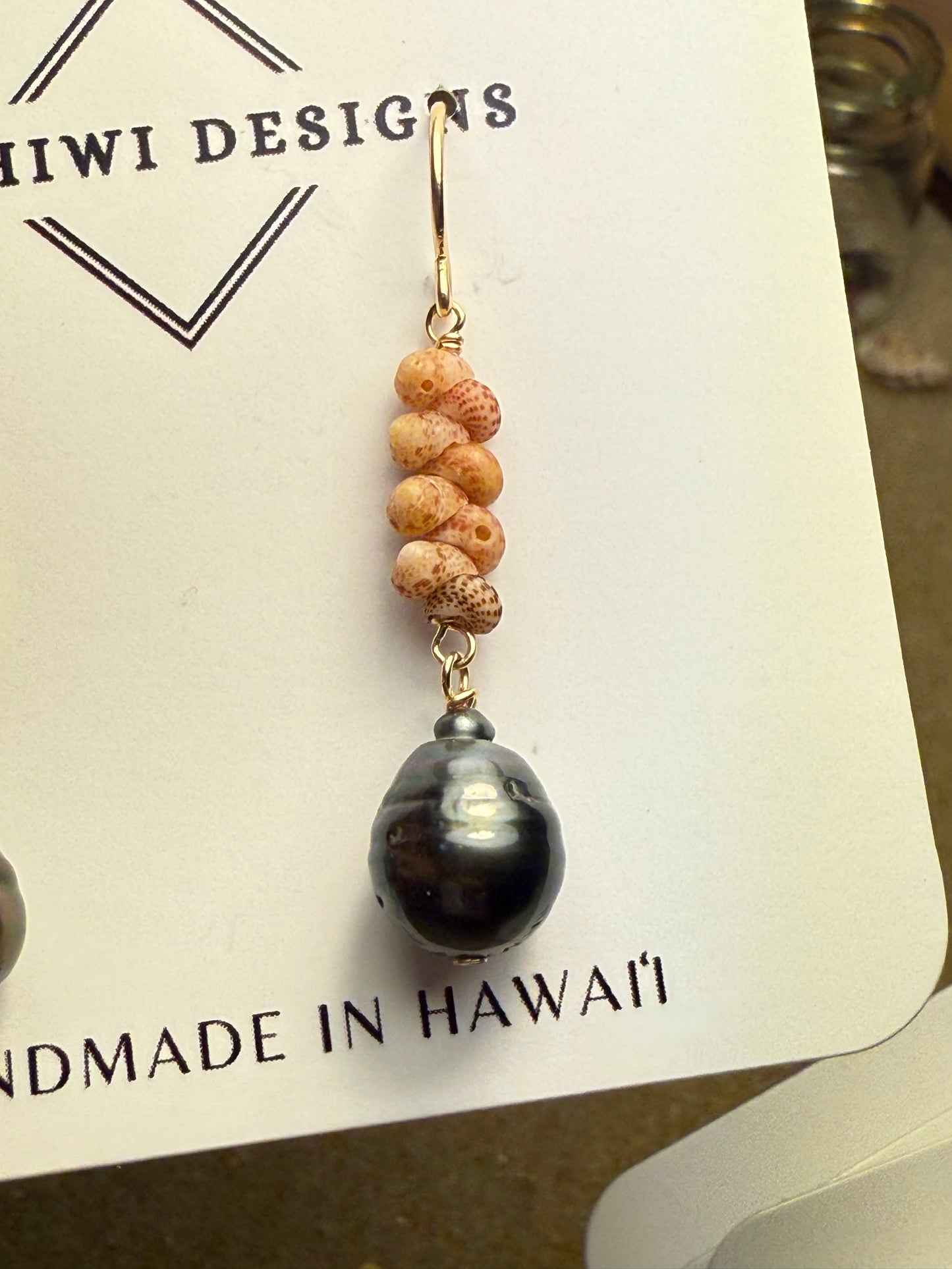 Flawed Kauai Kahelelani and Tahitian Pearl Earrings - Kala Mai Sale Item