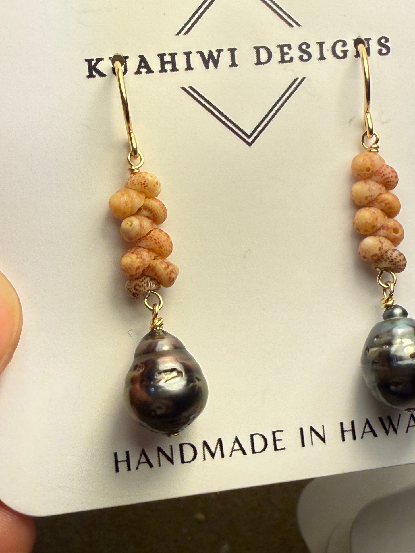 Flawed Kauai Kahelelani and Tahitian Pearl Earrings - Kala Mai Sale Item