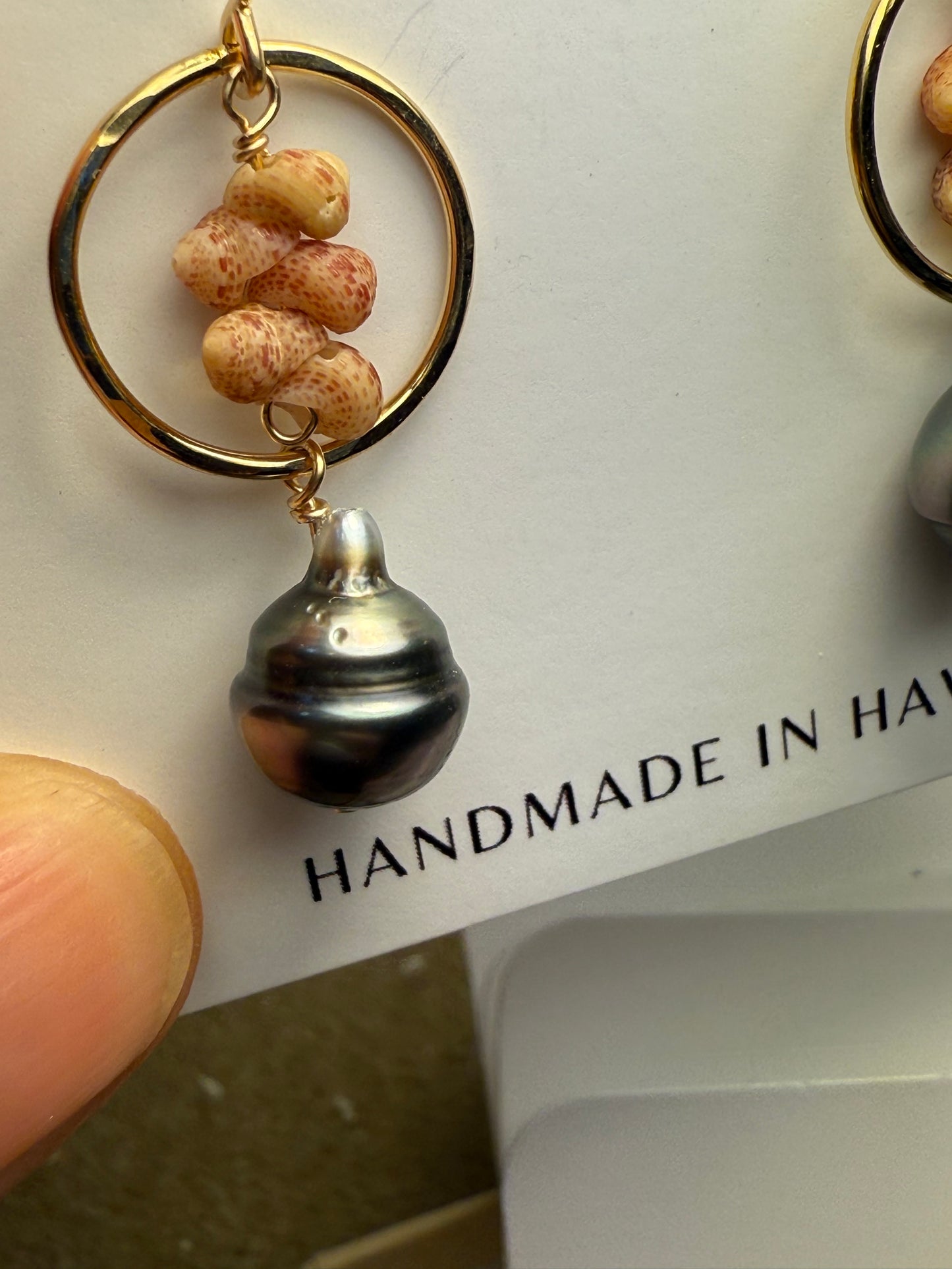 Flawed Kauai Kahelelani and Tahitian Pearl Earrings - Kala Mai Sale Item