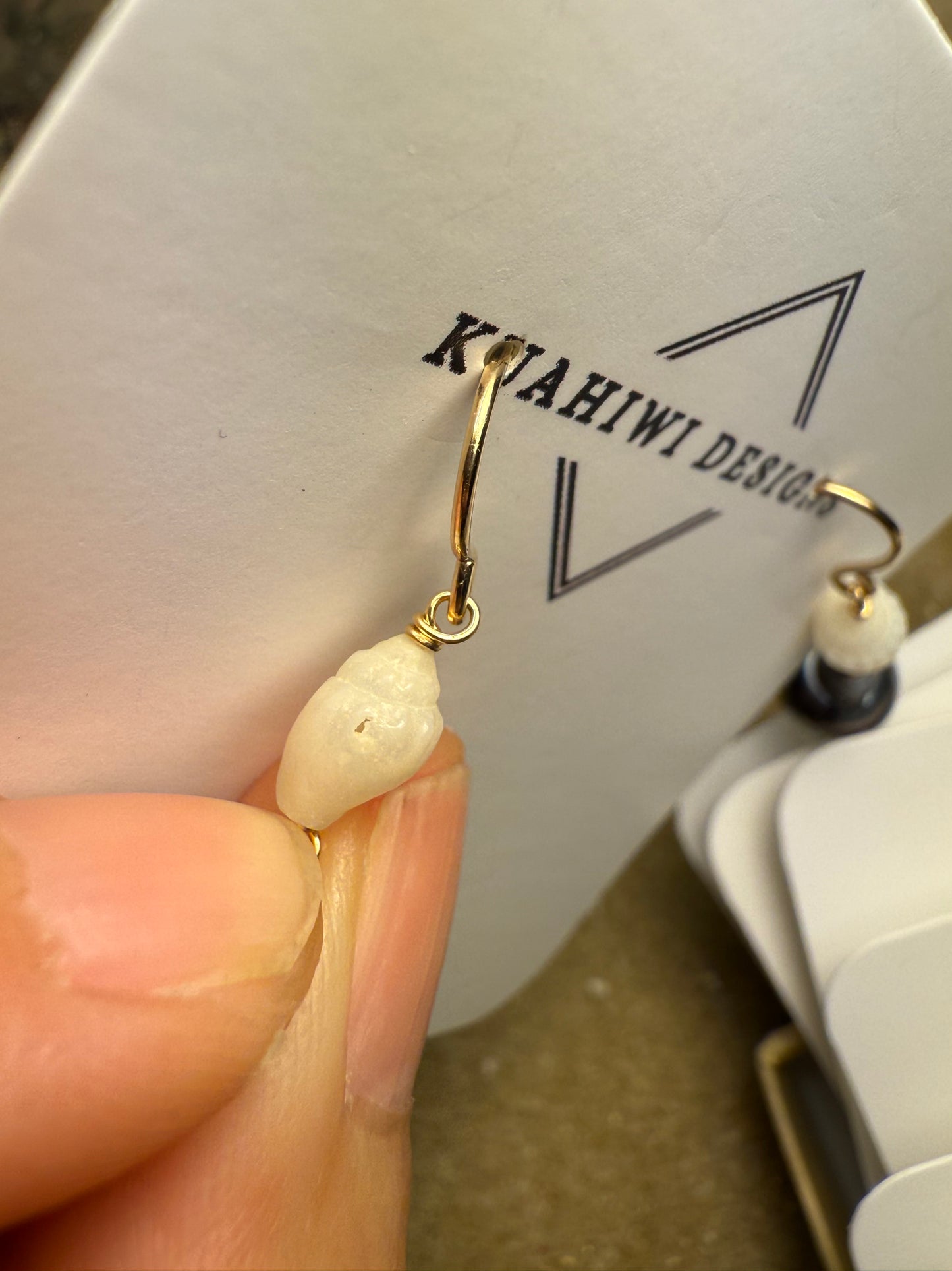 Flawed Niihau Momi and Tahitian Pearl Earrings - Kala Mai Sale Item