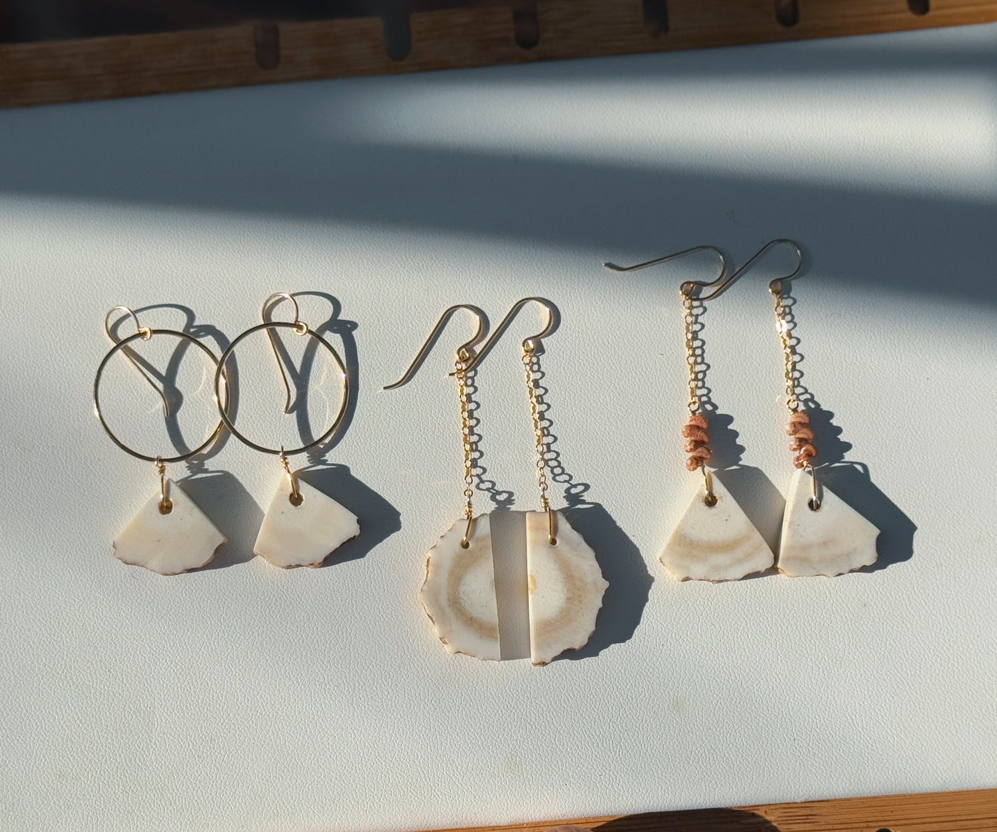 Triangle-cut Antler and Kahelelani Earrings