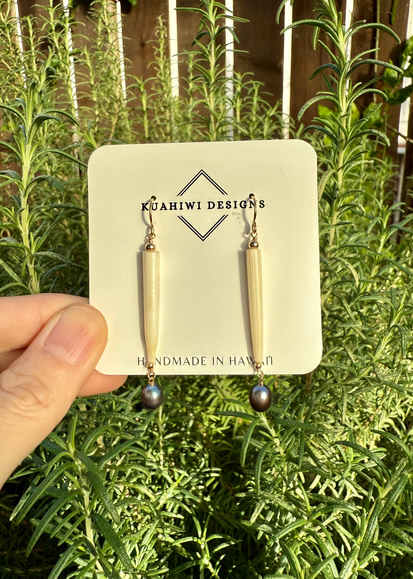 Porcupine Quill and Pearl Earrings