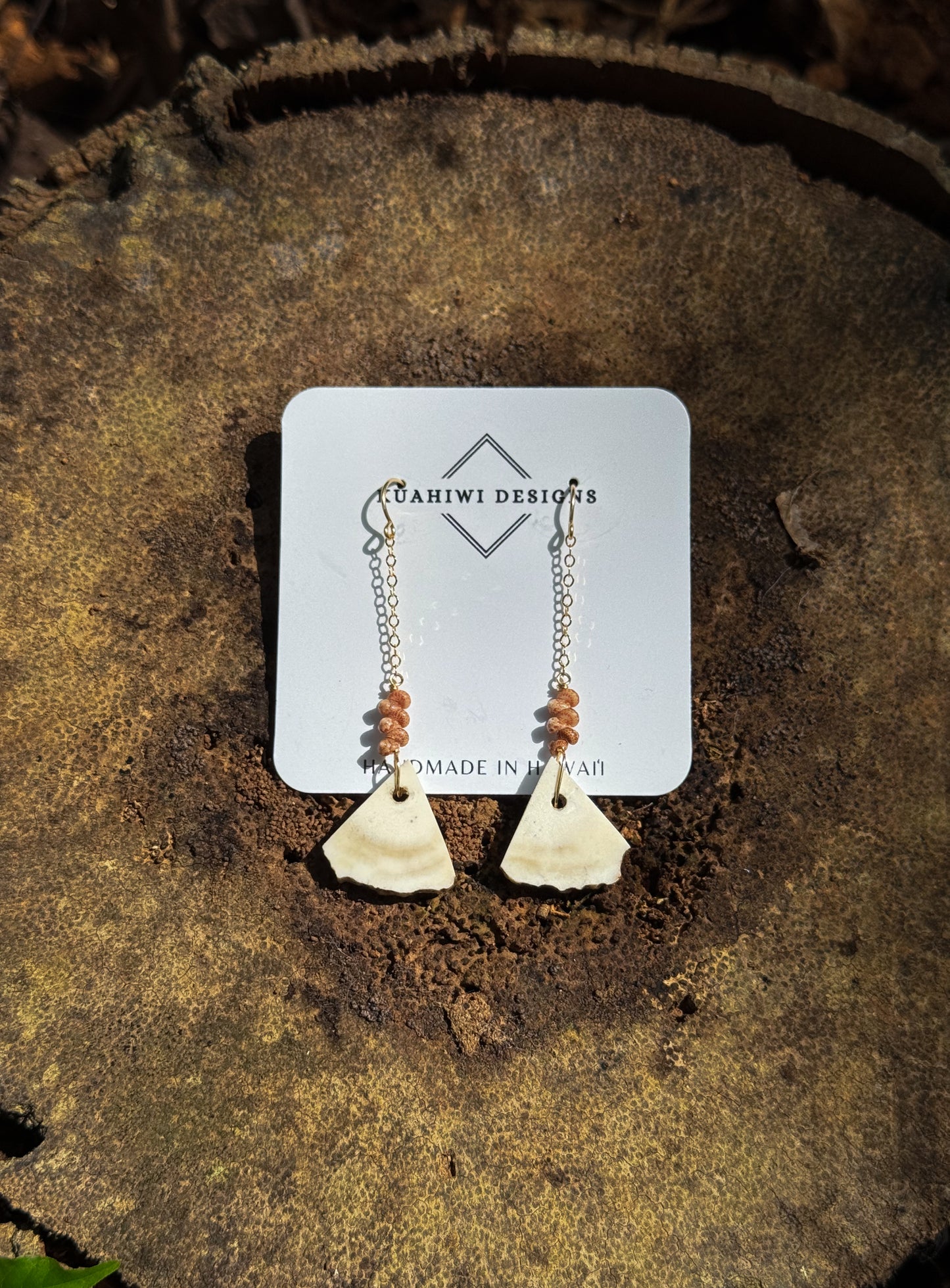 Triangle-cut Antler and Kahelelani Earrings