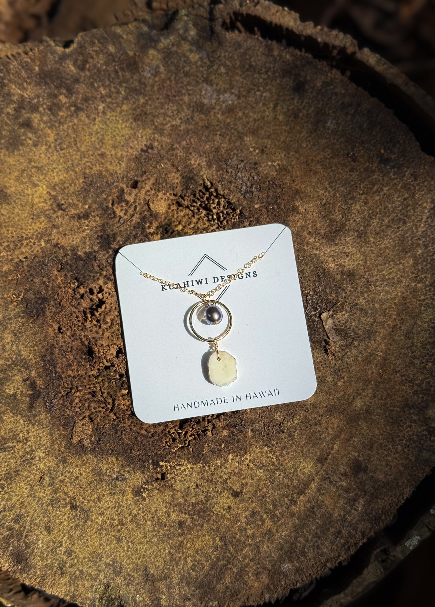 Circle-cut Antler and Pearl Necklace