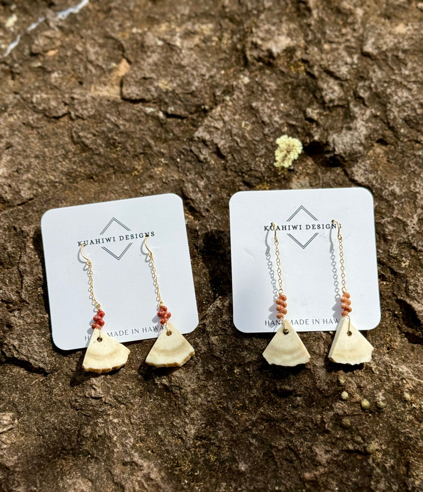 Triangle-cut Antler and Kahelelani Earrings