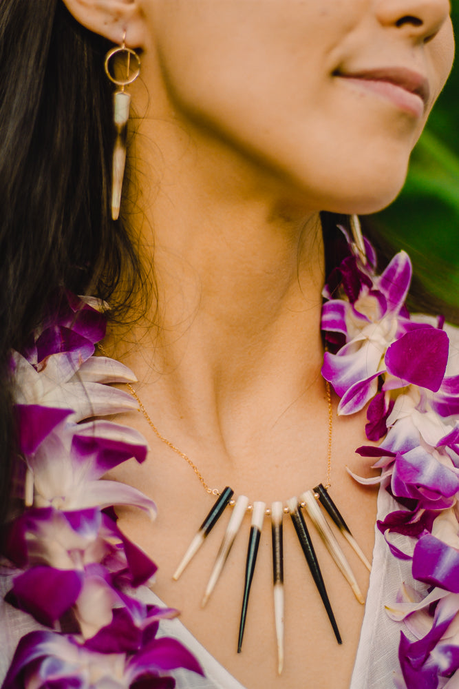 Porcupine Quill and Gold Hoops