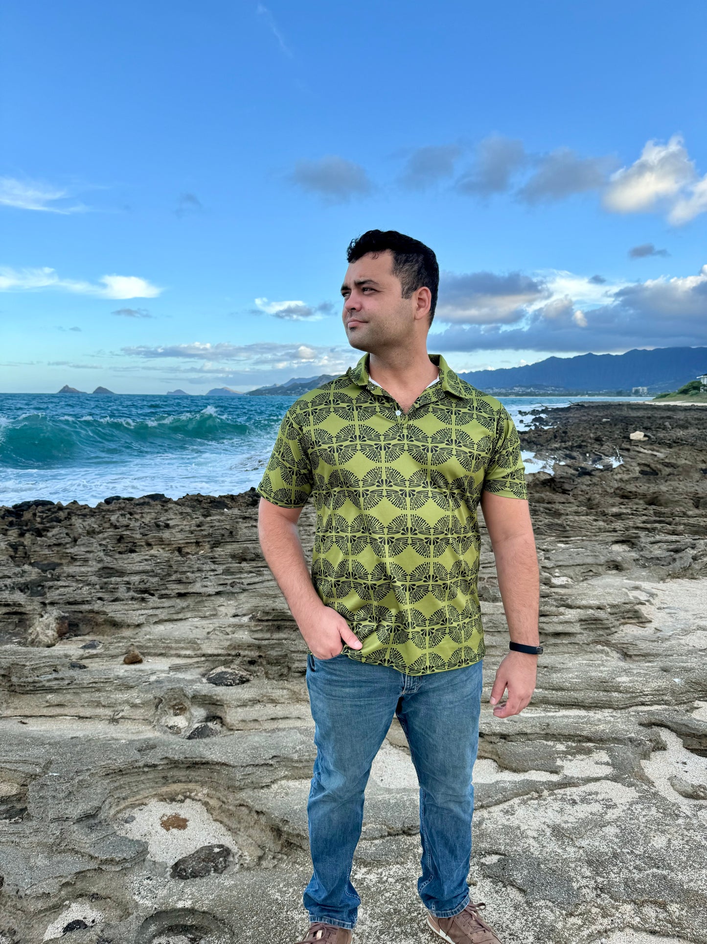 'Ōhi'a Polo in Green - Ready to Ship