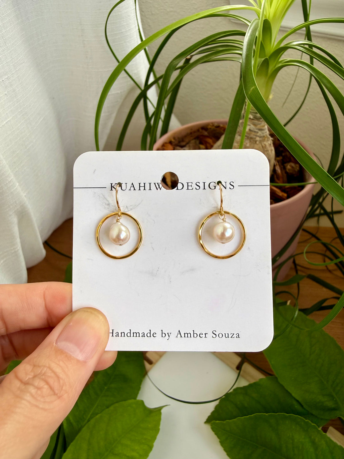 White Pearl Hoops