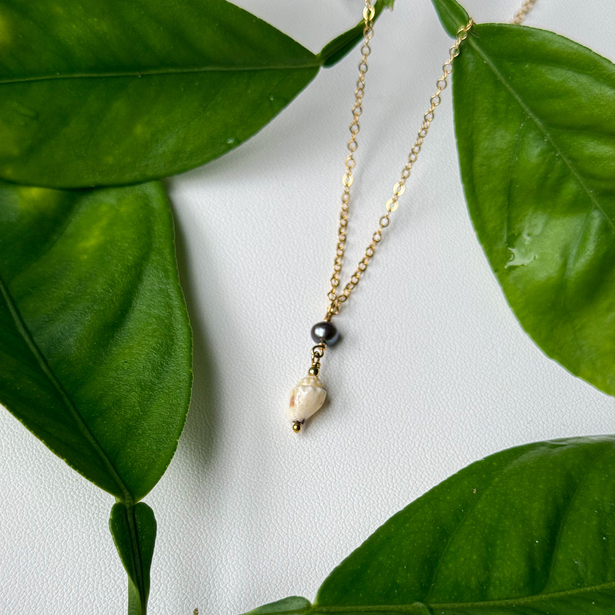 Niihau Momi and Pearl Necklace