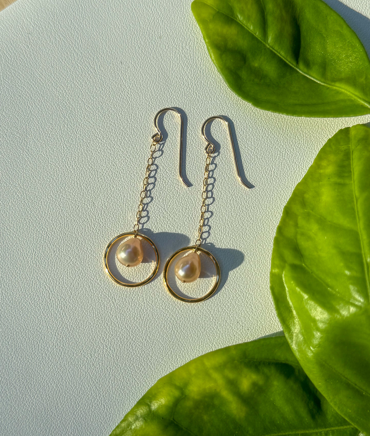 Pink Pearl Hoops