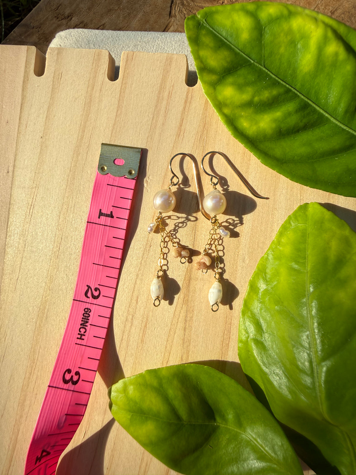 White Pearl and Niihau Shell Dangle Earrings