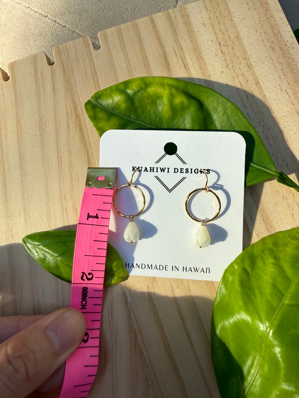 Pikake and Gold Hoop Earrings