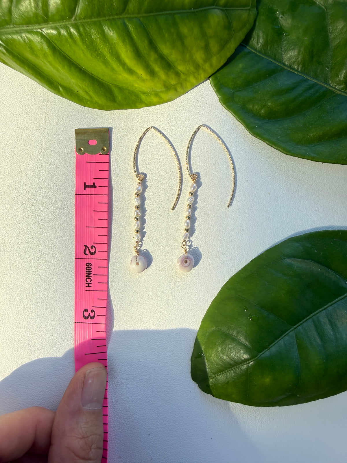 Purple Puka and Pearl Earrings