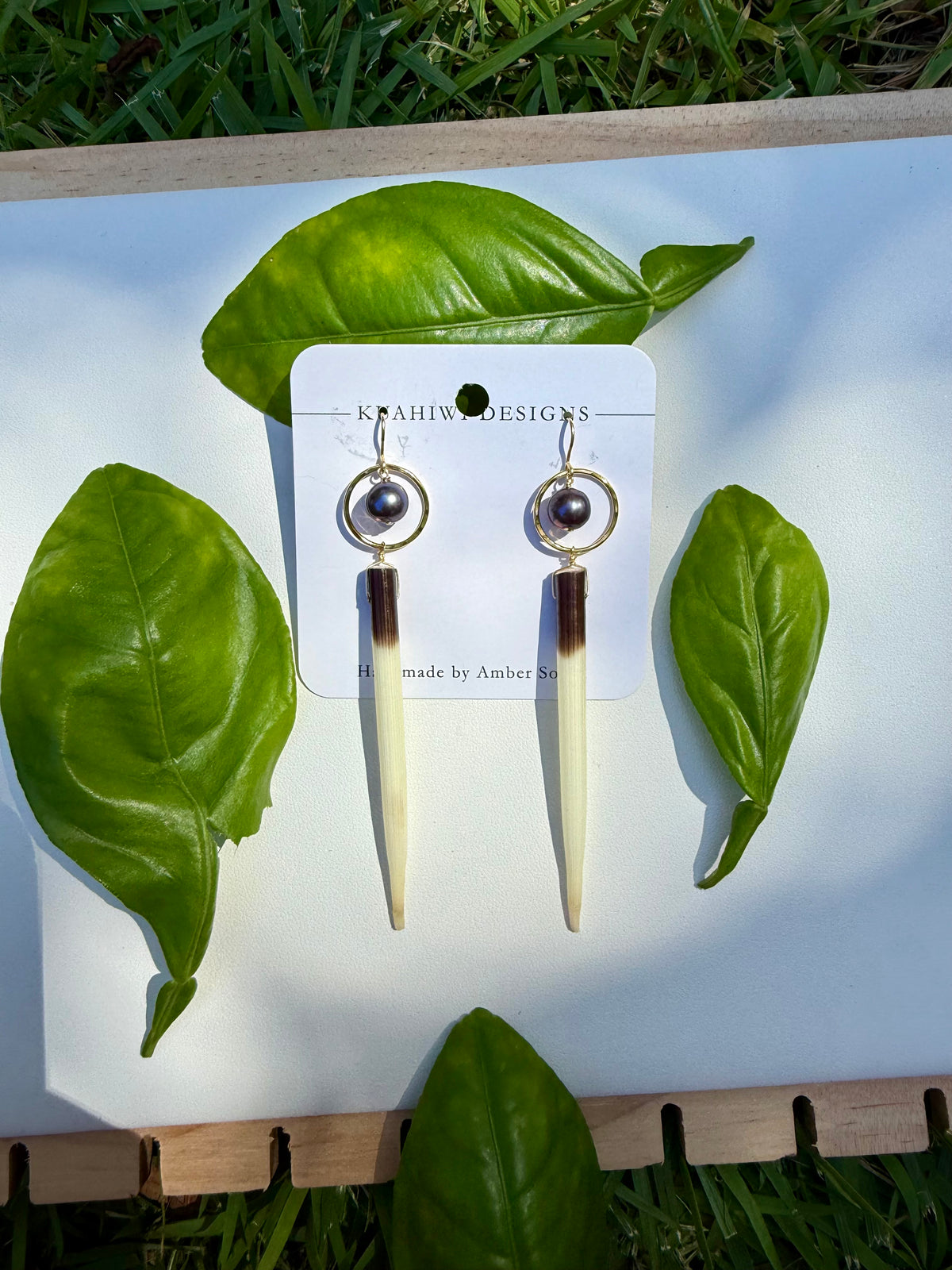 Porcupine Quill and Pearl Earrings