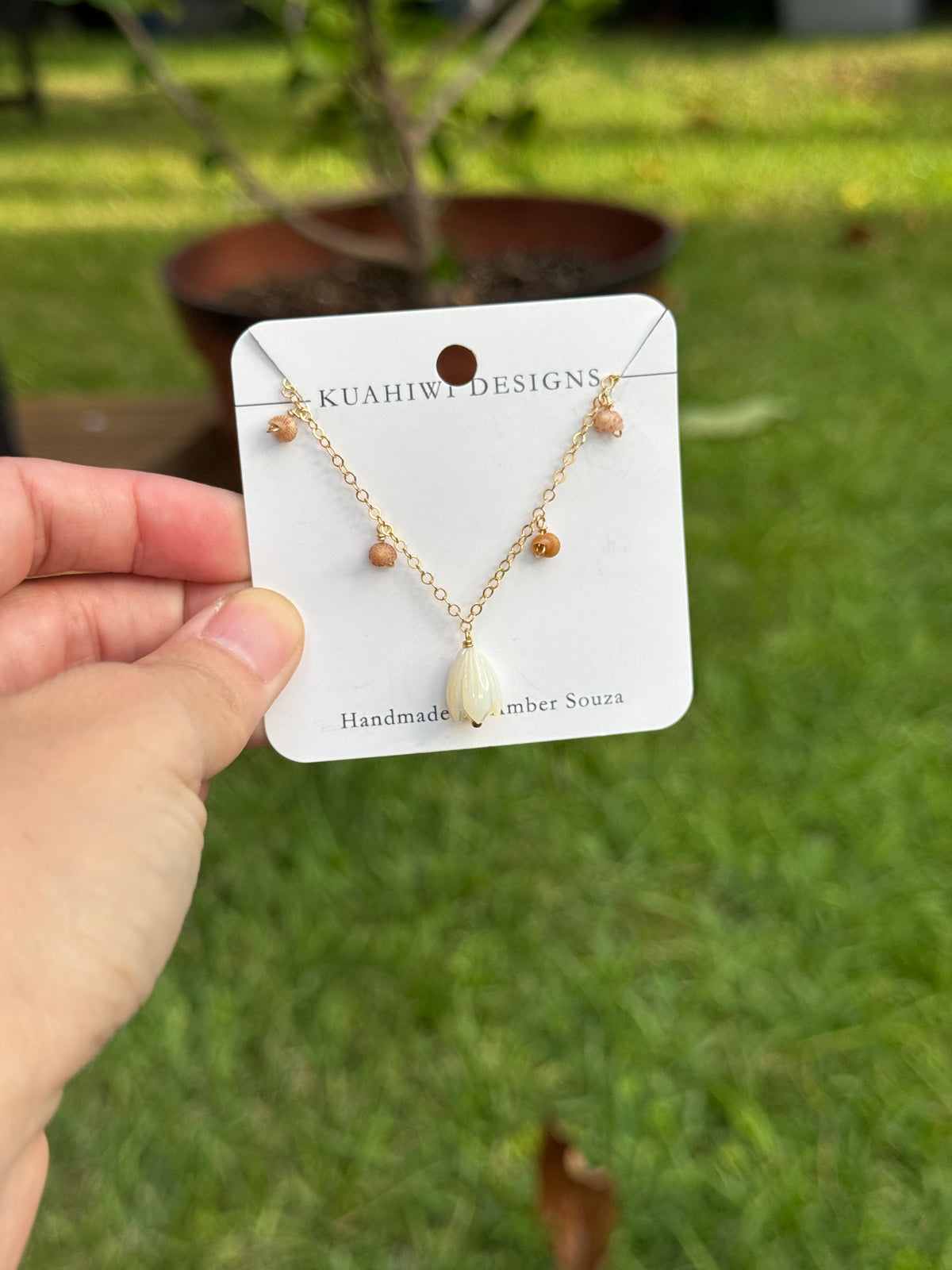 Kauai Kahelelani and Pikake Droplet Necklace