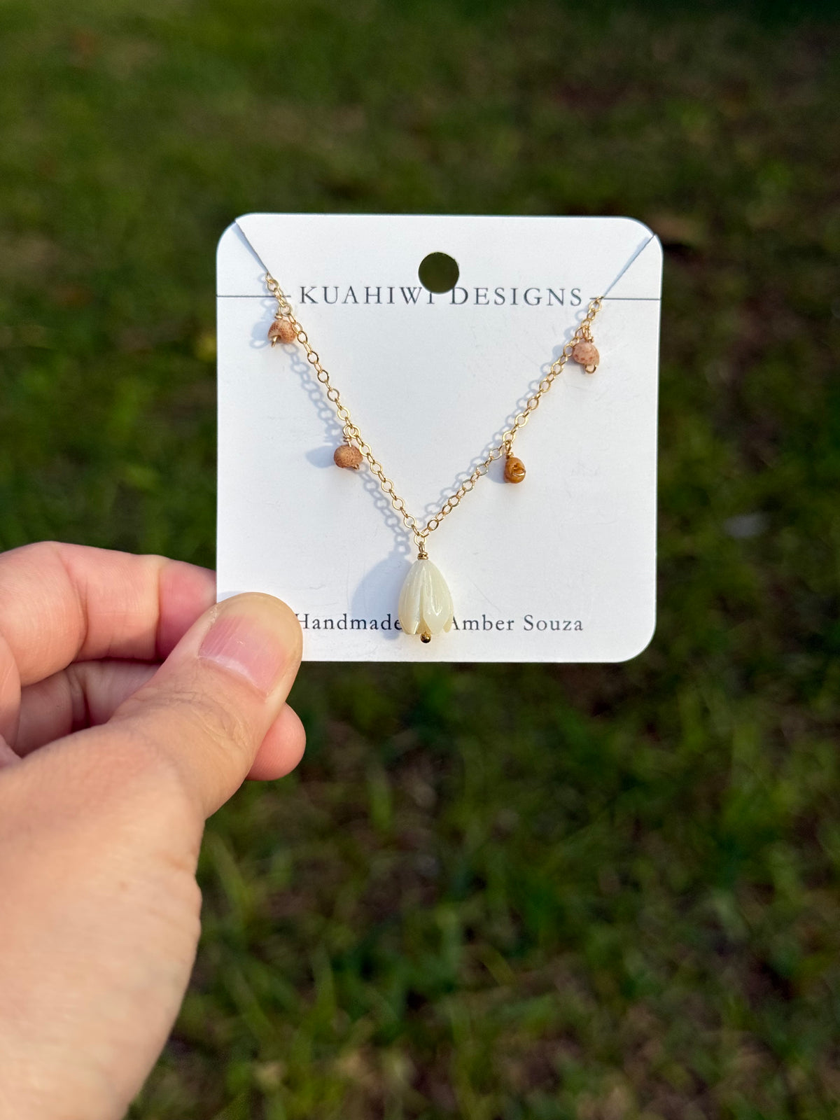 Kauai Kahelelani and Pikake Droplet Necklace