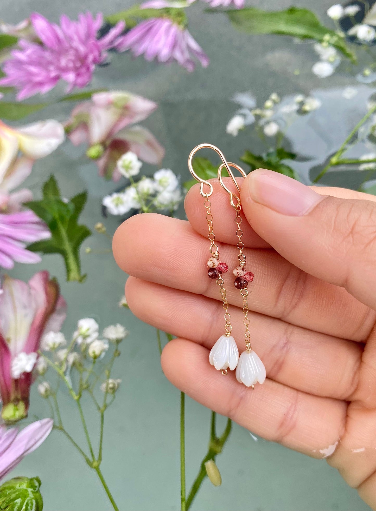 Ombré Niihau Kahelelani and Pikake Earrings