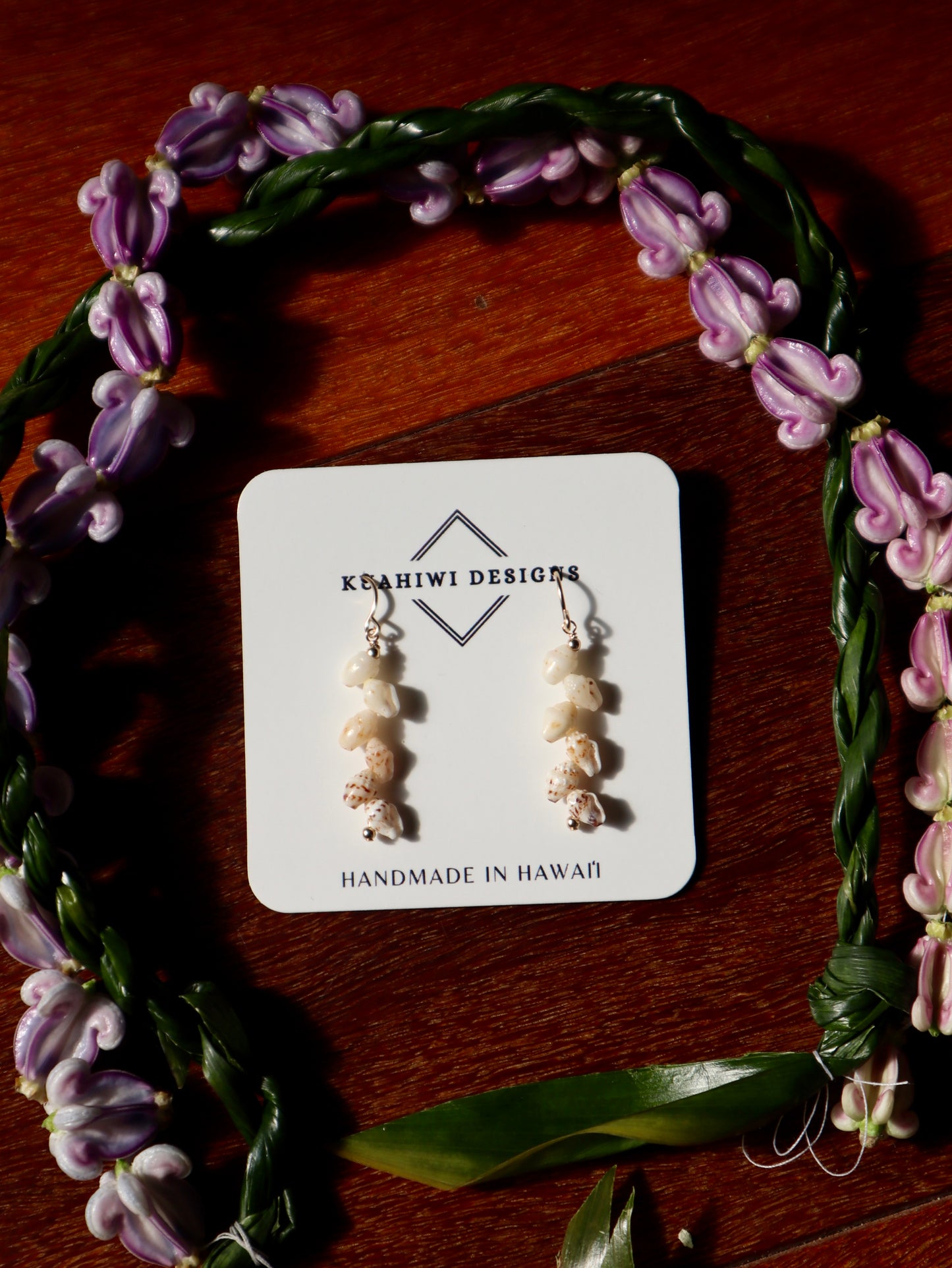 Speckled Kauai Momi Shell Earrings