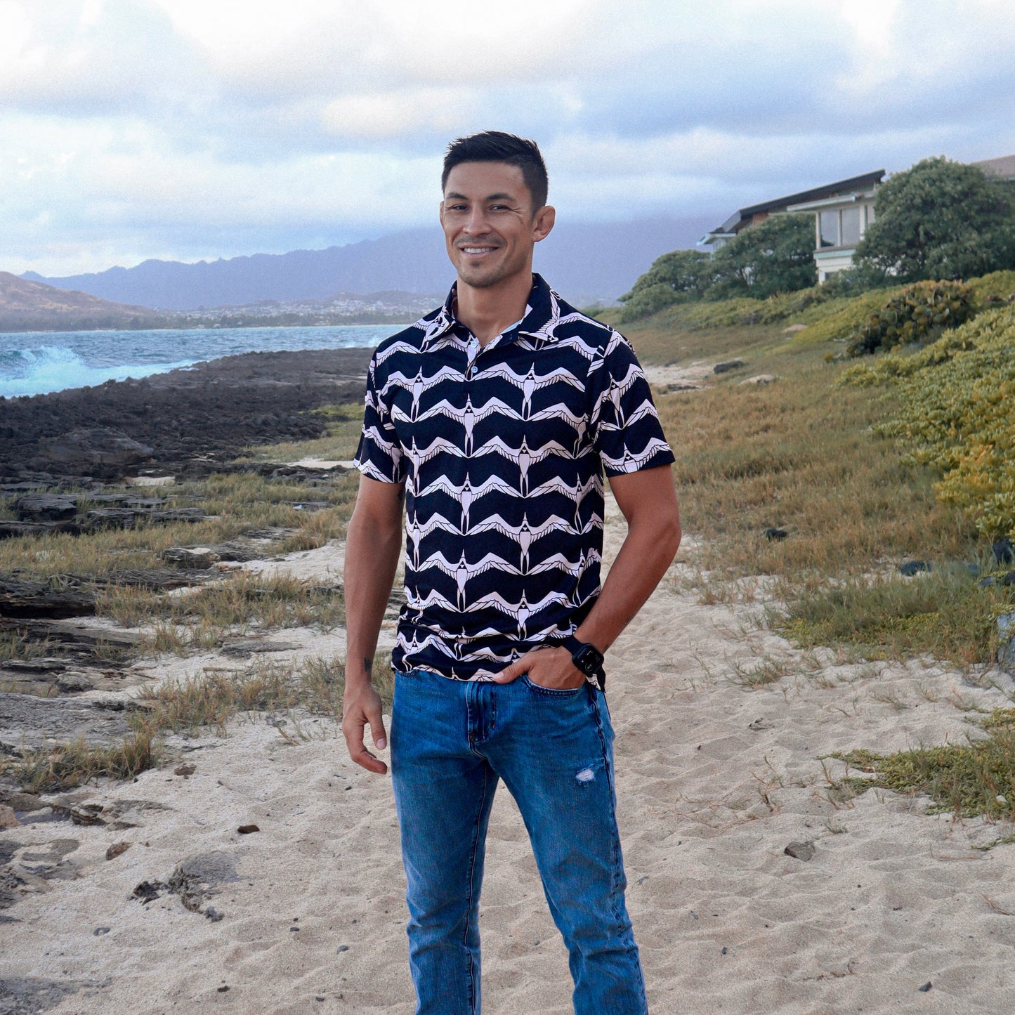 ʻIwa Polo in Black - Ready to Ship
