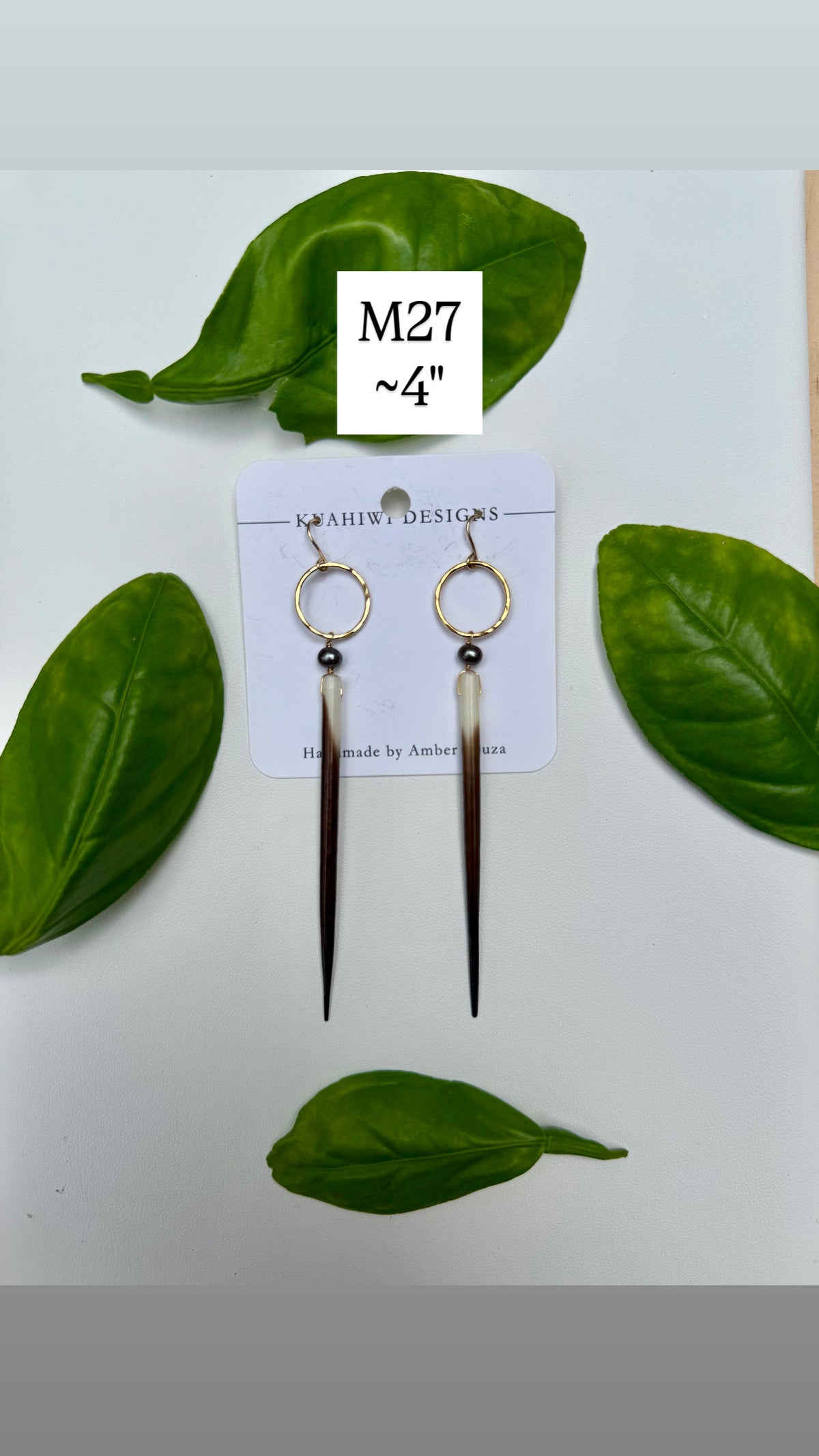 Porcupine Quill and Pearl Earrings