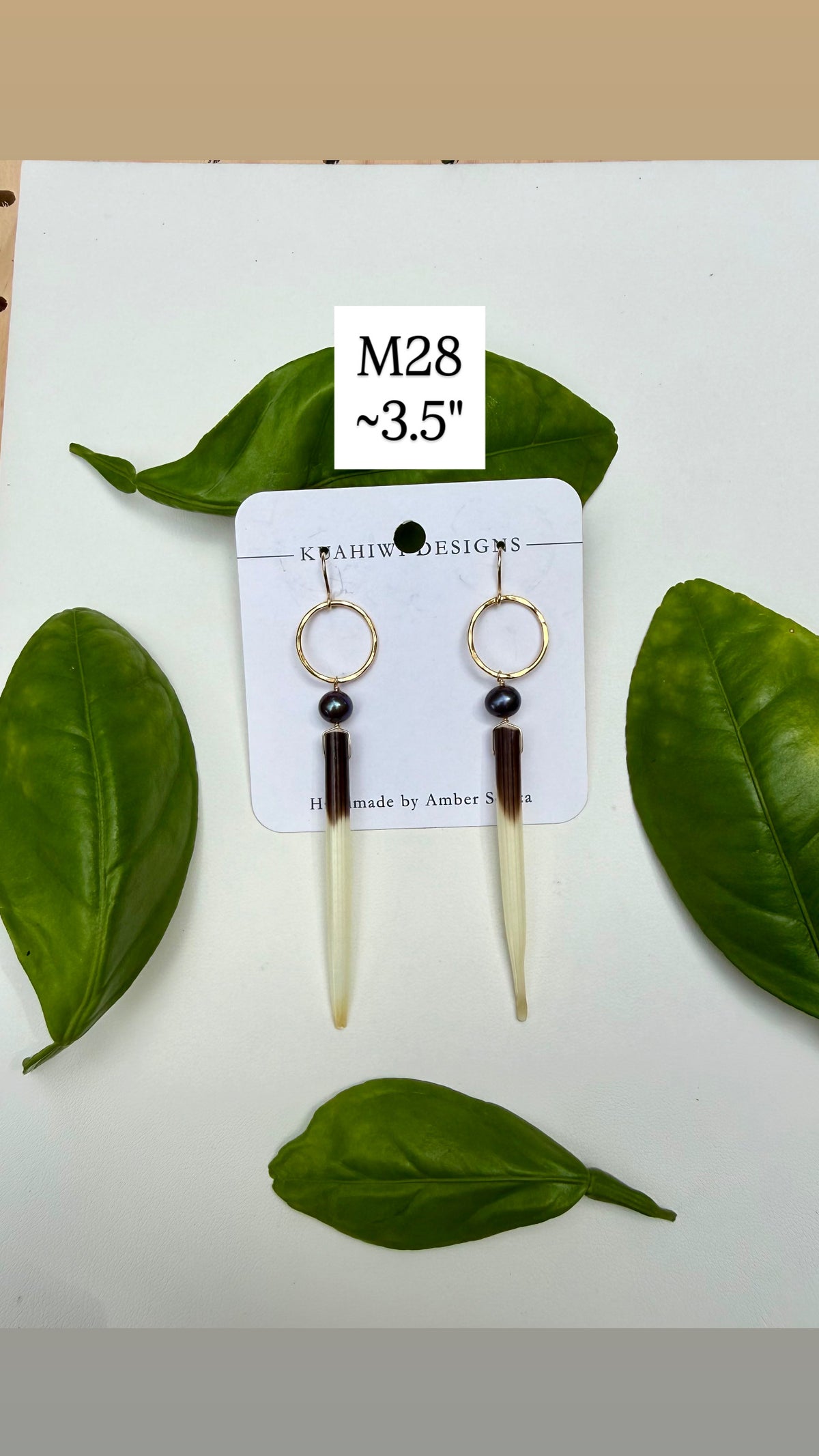 Porcupine Quill and Pearl Earrings