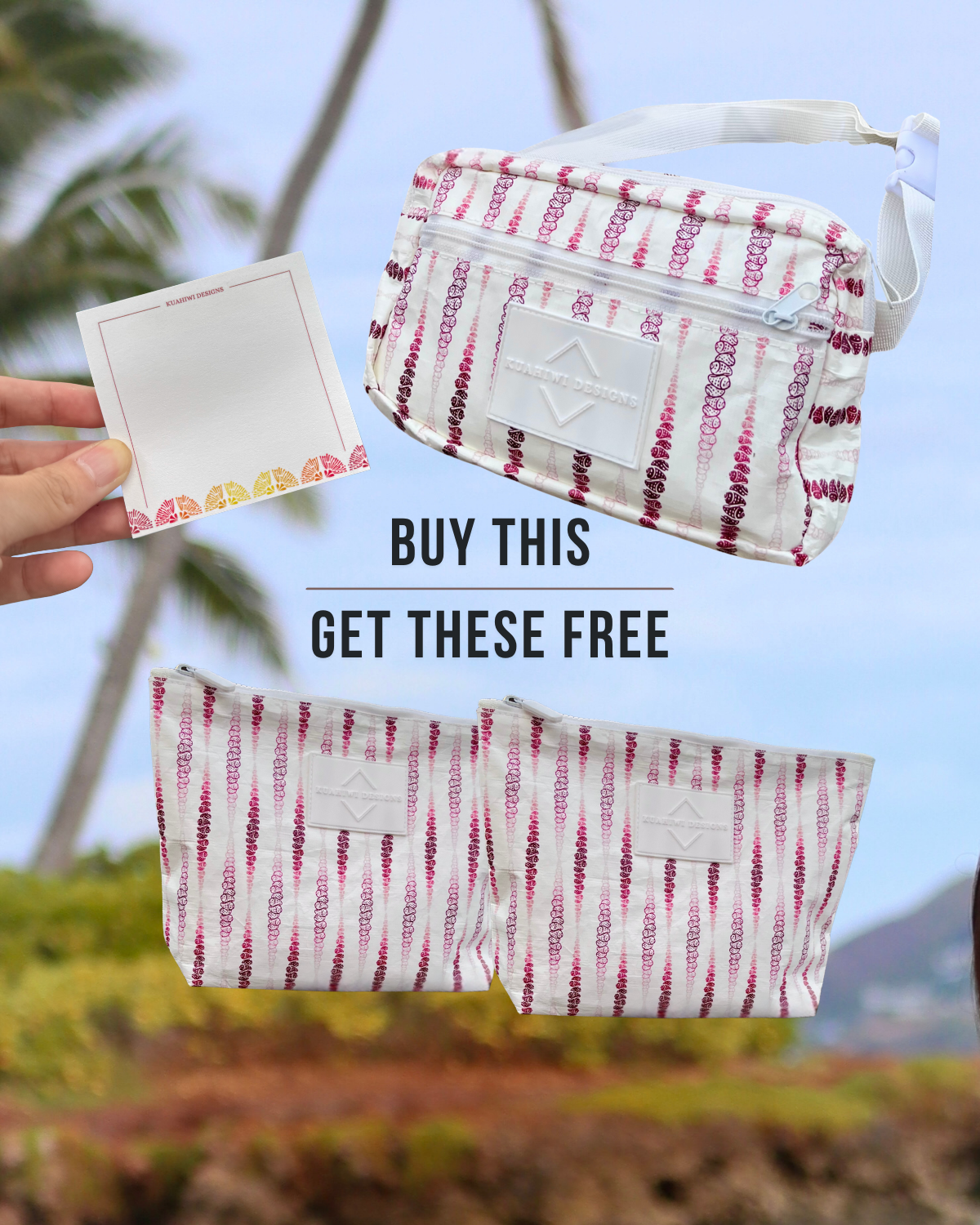 Buy 1 Kahelelani Fanny & Sticky Note, Get 2 Cosmetic Bags FREE