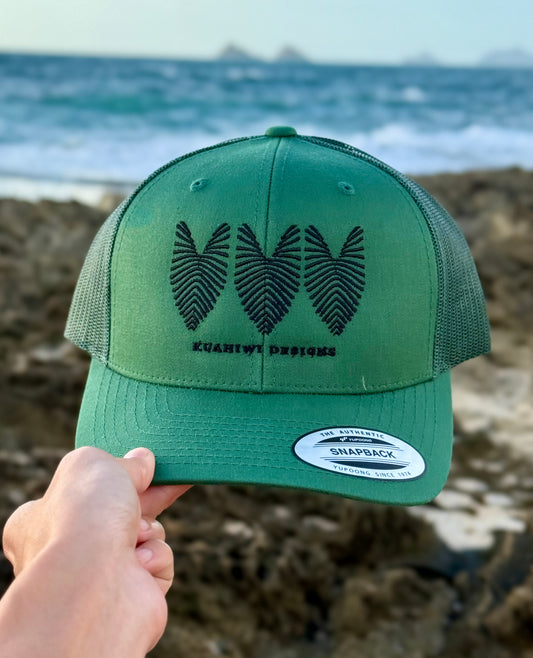 Kalo Trucker Hat - Black Stitching on Evergreen