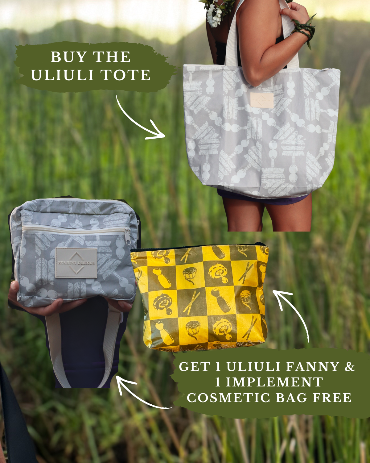 Buy 1 UliUli Tote, Get a Fanny & Cosmetic Bag FREE