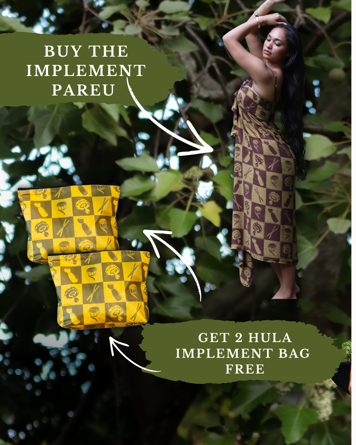 Buy 1 Implement Pareu, Get 2 Matching Bags FREE