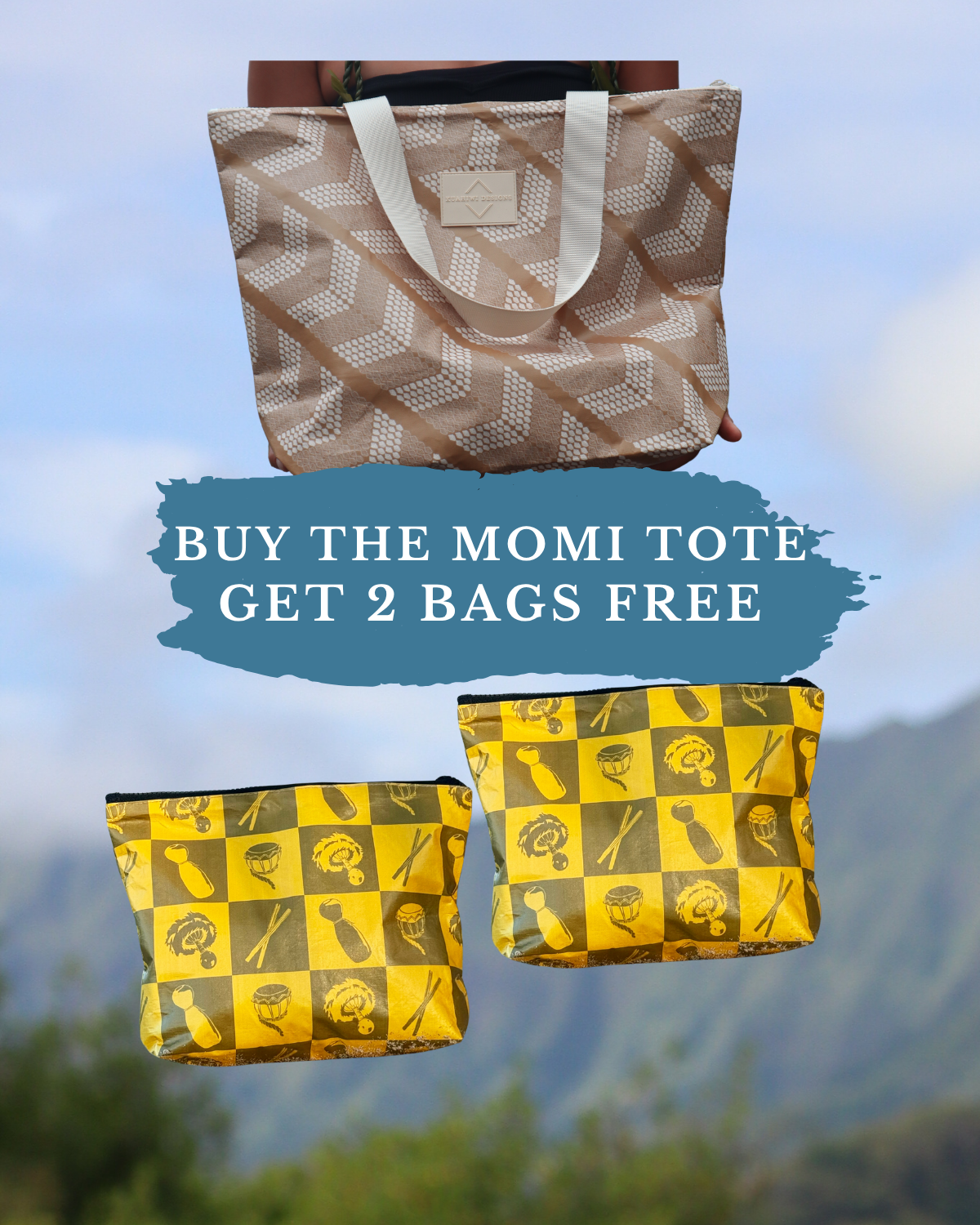 Buy 1 Momi Tote, Get 2 Cosmetic Bags FREE