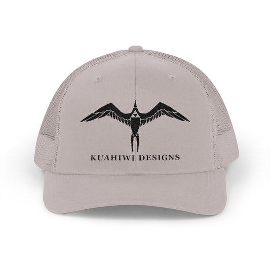 'Iwa Trucker Hat - Black Stitching on Silver