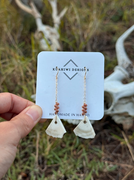 Triangle-cut Antler and Kahelelani Earrings