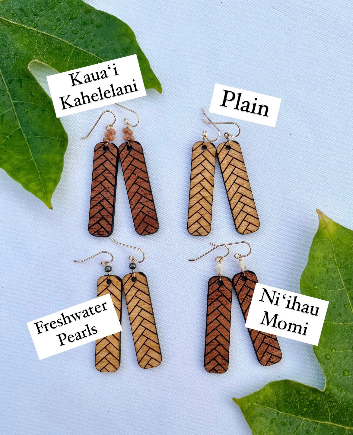 Customizable Lauhala Wood Earrings